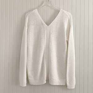 Theory Double V-Neck Cotton Sweater